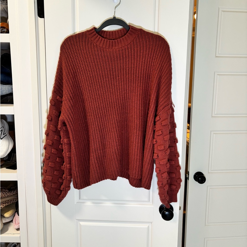 Knit Sweater with Textured Sleeves